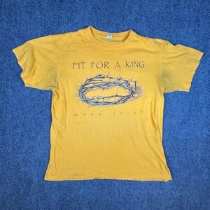 Anvil Fit For A King Mark 15:17 Christian Graphic T-Shirt Yellow Mens Large